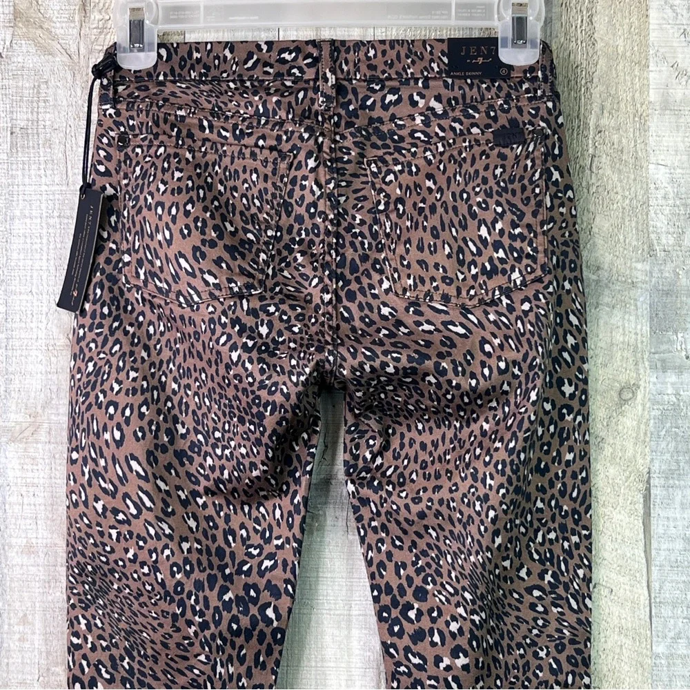 Jen 7 Size 4 Animal Print Ankle Skinny Stretch Denim Pants w/5 Pockets B…